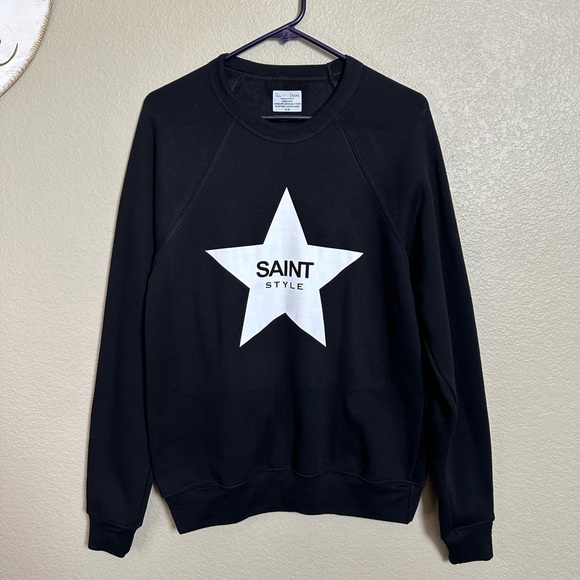 New ELL AND EMM Saint Style Crewneck Sweatshirt Long Sleeve Black - Picture 2 of 10